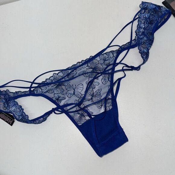 🔥Victoria's Secret Blue Floral Lace Panty Sz XLarge New - Picture 5 of 5